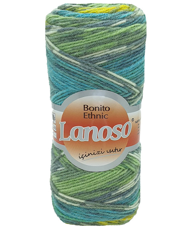 Bonito Ethnic - %49 Wool - %51 Acrylic - 300Mt/3Nm.- (100Gr)/(Pk:500Gr) Bonito Ethnic - I Wool - Q Acrylic - 300Mt/3Nm.- (100Gr)/(Pk:500Gr) BONITO ETHNIC-LANOSO;1210
